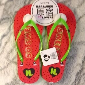 Harajuku Lovers Red and Green Strawberry Sandals